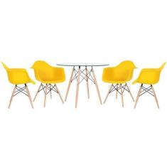 Imagem de KIT - Mesa de vidro Eames 100 cm + 4 cadeiras Eiffel DAW - Loft7