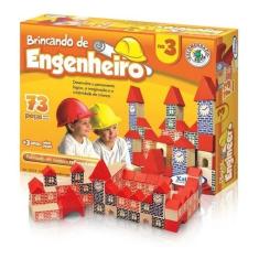 Brincando de Engenheiro c/ 53 peças Jogo de Blocos de Montar em Madeira -  Brinquedo Educativo em Promoção na Americanas