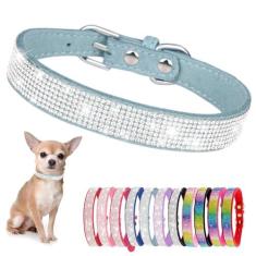 Imagem de Coleira de cachorro com strass para cães pequenos, diamante brilhante, brilhante, cristal, linda, joia, filhote de estimação, coleiras para animais de estimação, PP, PP, pequeno, médio, grande,