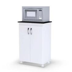 Imagem de Balcão Armário para Cozinha Porta Microondas Vitória 2 Portas Branco - AJL Móveis