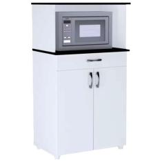 Imagem de Balcão Multiuso Para Forno/Microondas Carina Flex Branco/Preto - Ajl M