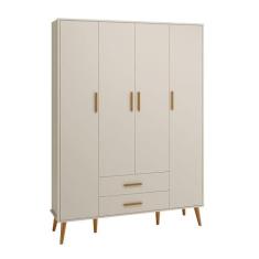Imagem de Guarda Roupa Infantil 4 Portas Isis Areia Acetinado - Reller