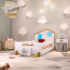 Imagem de Cama Montessoriana Infantil Juvenil Belissima Azul - Branco E Mel + Co