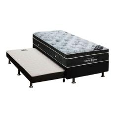 Imagem de Cama Box c/Auxiliar Solteiro: Colchão Ortobom Nanolastic Exclusive + Base CRC Courano Black(88x188)