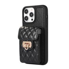 Imagem de Capa carteira com alça de ombro para iPhone 15 Pro Max 14 13 12 11 Pro Max 15 Plus 13 Pro Capa traseira com cordão de bolso para cartão de couro, preta, para iPhone 11Pro Max