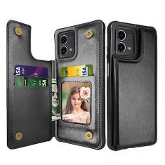 Imagem de Njjex Capa carteira para Motorola Moto G Stylus 2023 5G com suporte para cartão, slots para cartão de crédito de couro PU, capa flip fina com moldura de TPU (poliuretano termoplástico) com fecho