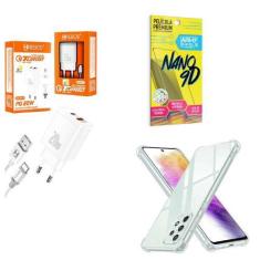 Imagem de Kit Carregador Turbo 20W + Capinha Samsung A73 + Película de Cerâmica 