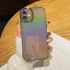 Imagem de Capa de telefone de silicone arco-íris macio para iPhone 11 12 13 14 Pro Max X Xs Max XR Tampa traseira transparente, preta, para iPhone 11