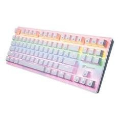 Imagem de Teclado Gamer Mecanico Wolf Led Rainbow OEX Game TC605 Pink