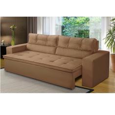Imagem de Sofá Retrátil e Reclinável 2 lugares com Molas 1,50m Veronica Suede Capuccino Madelina