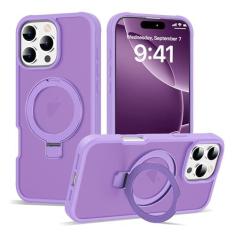Imagem de DORAFIN Capa para iPhone 16 Pro Max com suporte de anel invisível, proteção contra quedas militar compatível com Mag-Safe Matte translúcida traseira antiderrapante à prova de choque 6,9 polegadas