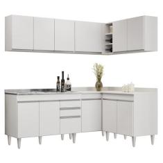 Imagem de Armário De Cozinha Modulado De Canto 6 Peças Cp30 Com Pia Inox Branco