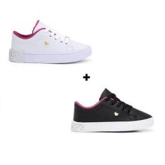 Imagem de Kit Dois Pares Sapato Infantil Feminino Antiderrapante Tênis Juvenil E