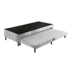 Imagem de Cama Box Base C Auxiliar Com Auxiliar Sommier Rustico Bordado White 88X188x30 Paropas