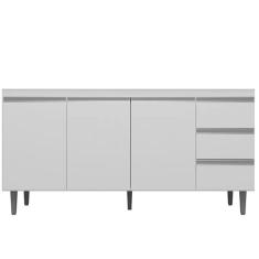 Imagem de Gabinete Balcão Tiffany 1.50m 3 Portas 3 Gavetas C/ Tampo Cozinha Branco - Bela Móveis