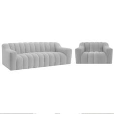 Imagem de Kit 1 Sofá 200cm 1 Poltrona Luxo Recepção Sala Elegance Linho - Doce S
