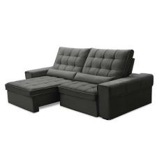 Imagem de Sofá 3 Lugares Retrátil E Reclinável Alasca Veludo Chumbo - Ferguile