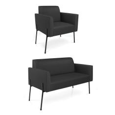 Imagem de Sofá Namoradeira e Poltrona Pé de Ferro Preto Marisa Corino D03 - D`Rossi