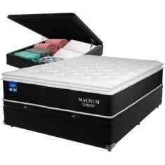 Imagem de Cama Box Baú e Colchão Magnum Molas Ensacadas Casal Plumatex,  Preto
