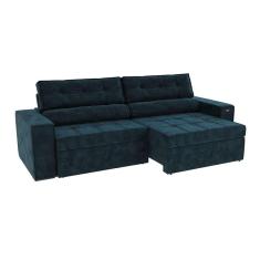Imagem de sofá 4 lugares retrátil e reclinável lanus veludo azul marinho 270 cm