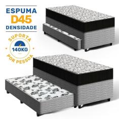 Imagem de Cama Box com Colchão de Espuma D45 Ortobom Airtech 150 + Auxiliar de Espuma Unique Solteiro 88cm