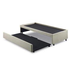 Imagem de Bicama Box para Dois Colchões Solteiro Linho Bege 88x188 - Cama inHous
