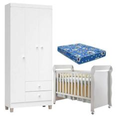 Imagem de Berço Americano Mirelle Com Colchão E Guarda Roupa Ternura Baby 3 Port