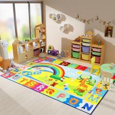 Imagem de Tapete infantil para sala de jogos 10 x 15 cm ABC tapetes educativos para crianças aprendendo, números, cor e alfabeto, tapetes de sala de aula de animais elementares, macio e antiderrapante para