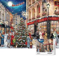 Imagem de Quebra-cabeça wishdiam 1000 peças Christmas Shopping Street