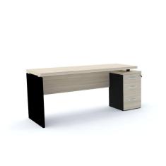 Imagem de Mesa Pé Painel com Gaveteiro 3 Gavetas PE40 em MDP 164 x 60 cm Cor Nogueira CasaBlanca Base Preta