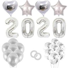 Imagem de Happyyami Balões de alumínio 2020, 40 cm, festa de látex com lantejoulas para o festival de ano novo