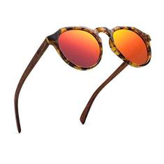 Imagem de Óculos de Sol Casual Redondo Estilo Madeira HU WOOD Polarizados UV400 ()