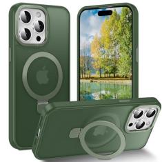 Imagem de Lufanbis Capa magnética para iPhone 14 Pro Max com suporte de anel, [proteção contra quedas de 3 pés] [toque aveludado] Capa de telefone fina translúcida fosca traseira à prova de choque para iPhone