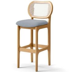Imagem de Banqueta Alta Para Cozinha Bancada Sala Tela Betta Fixa L02 Suede Cinza - Lyam