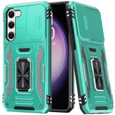 Imagem de FUNMIKO Capa para Samsung Galaxy S23 Plus com capa de lente de câmera deslizante atualizada e suporte magnético forte - Capa protetora de telefone à prova de choque de grau militar de 6,6 polegadas