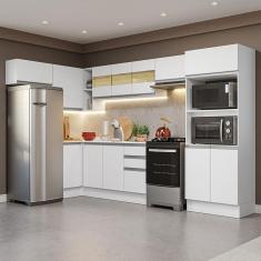 Imagem de Armário Cozinha Completo Canto 100% MDF 447cm Branco