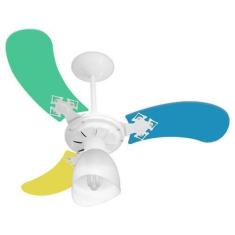 Imagem de Ventilador Teto New Baby Colors 3 Pás Mdf Branco/Masculino 220V - Vent