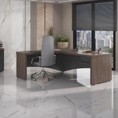 Imagem de Mesa para Escritório em L Diretor em Tamburato com 2 Gavetas com Chave