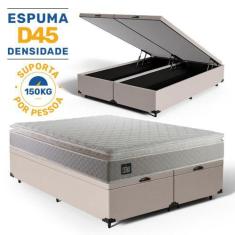 Imagem de Cama Box Baú Queen + Colchão Strong D45 One Face Bege 158X198x66cm - S