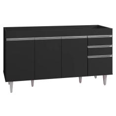 Imagem de Balcão Gabinete para pia sem Tampo 150cm Marrocos Preto - Lumil