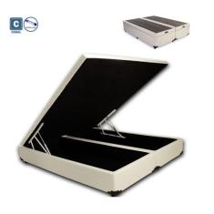 Imagem de Cama Box Baú casal Bi partida em Corino bege com Pistão a gás - 138x188