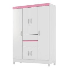 Imagem de Guarda Roupa Casal Ecom Ii 6 Portas E 2 Gavetas Branco Rosa - Demóbile Branco Rosa