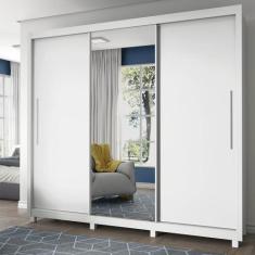 Imagem de Guarda Roupa Casal 3 Portas com 1 Porta Espelho Royale Branco Acetinad