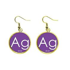 Imagem de Brincos femininos de transição de elementos de química para mesa de período prata Ag brinco dourado