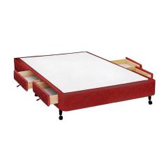 Imagem de Cama Box Base C Gavetas Casal Poli Tecido Wine 138X27 C 4 Gavs Castor