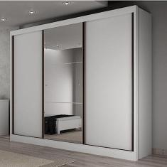 Imagem de Guarda Roupa Casal com Espelho 3 Portas 6 Gavetas Wood Novo Horizonte Branco