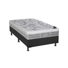 Imagem de Cama Box Solteiro: Colchão Molas Castor Pocket Slx Grand Plush + Base Crc Suede Gray(88X188)