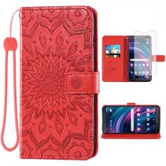 Imagem de Asuwish Capa de telefone para BLU View 3 B140DL Capa carteira com protetor de tela de vidro temperado e capa flip fina de couro girassol suporte para cartão acessórios de celular Vlew3 mulheres homens