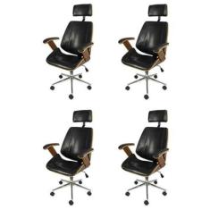 Imagem de Kit 4 Cadeiras para Escritorio Presidente Bergen 3331 Preto