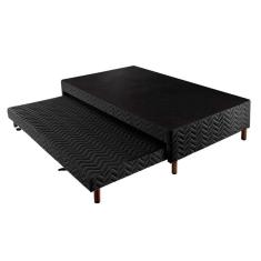 Imagem de Cama Box Base c/Auxiliar com Auxiliar Sommier Rústico Bordado Black (88x188x30) - Paropas